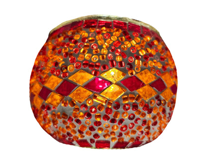 Mosaic candle votives multi pattern design in multi colors