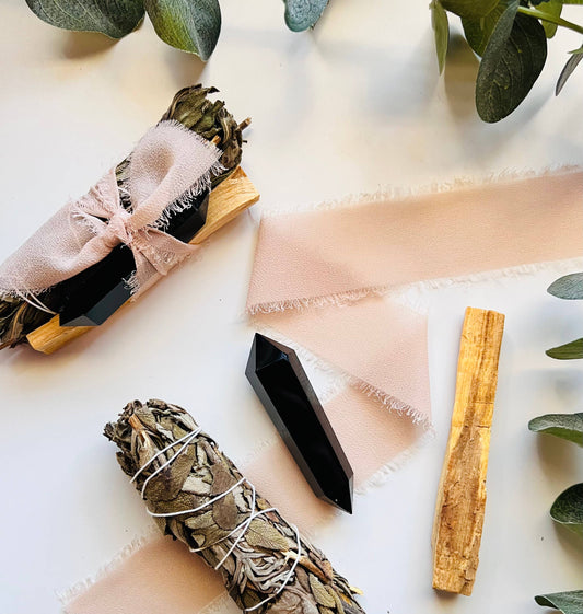 Obsidian, Palo Santo, + Wild Lavender Leaf Smudge Bundle