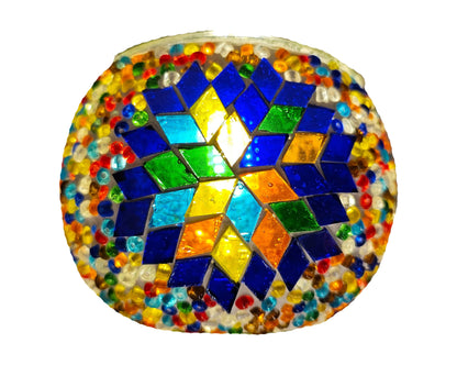 Mosaic candle votives multi pattern design in multi colors