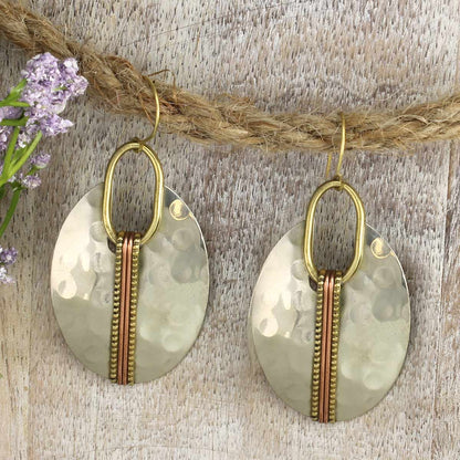 Silver Oval Earring Metal