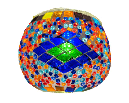 Mosaic candle votives multi pattern design in multi colors