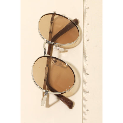 Round Lens Metallic Frame Sunglasses Set