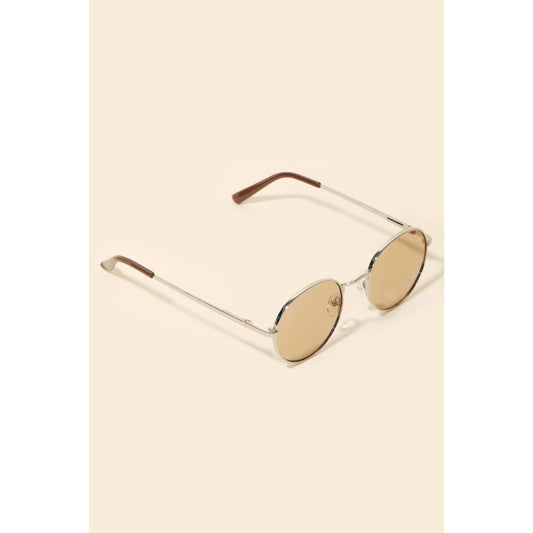 Round Lens Metallic Frame Sunglasses Set
