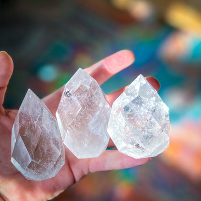 Clear Quartz Faceted Flames, Ethically Sourced Crystals