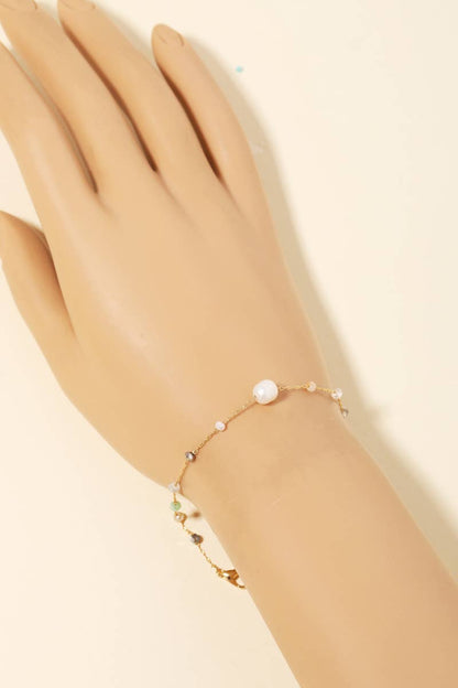 Dainty Chain Pearl Bead Bracelet