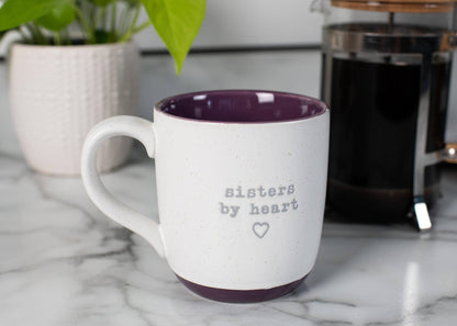 Ceramic Speckled Mug Typewriter-Font Sisters By Heart