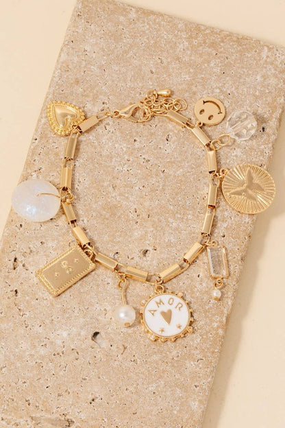 Heart And Butterfly Charms Bracelet