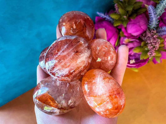 ETHICALLY SOURCED Red Hematoid Quartz /Fire Quartz Palmstone