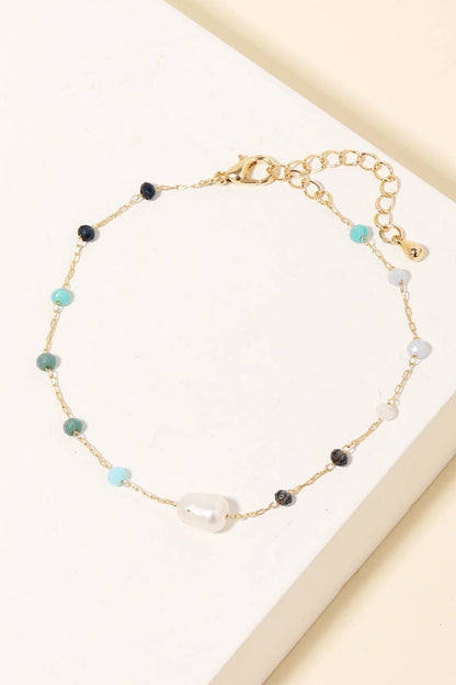 Dainty Chain Pearl Bead Bracelet