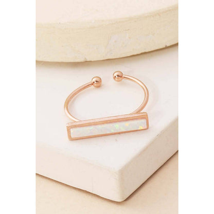Delicate Opal Bar Charm Ring