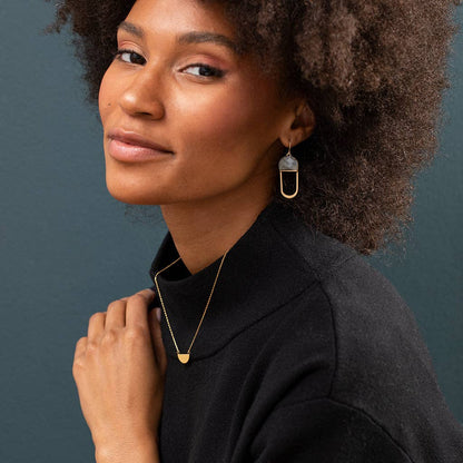 Modern Stone Chandelier Earring - Amethyst/Silver