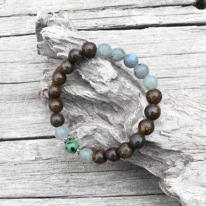 Bronzite, Labradorite, Tiger Eye and Ruby Zoisite Mala Necklace - Grounding & Empowerment