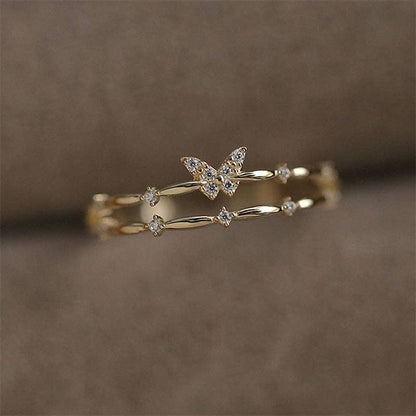 Double Layering Butterfly Ring in 925 Sterling Silver
