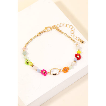 Seed Beaded Floral Pattern Bracelet