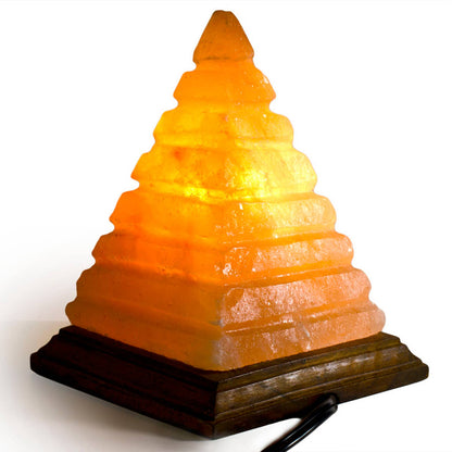 Pyramid w/ Lines Salt Lamp  - 8" avg. - Cord, Bulb, Dimmer