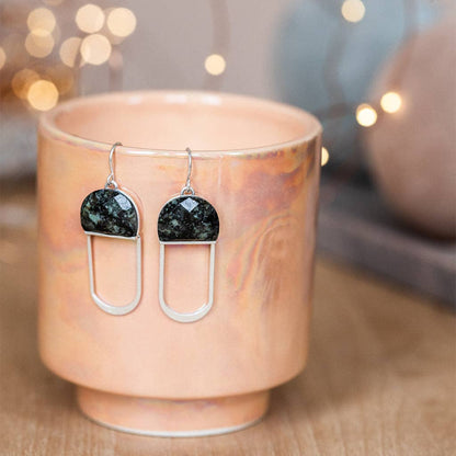 Modern Stone Chandelier Earring - Amethyst/Silver