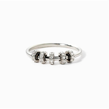 Rainbow Bead Fidget Spinner Ring in 925 Sterling Silver