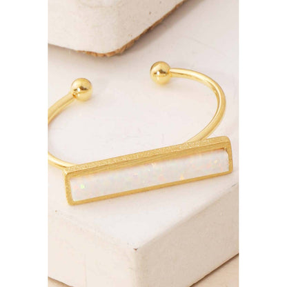 Delicate Opal Bar Charm Ring