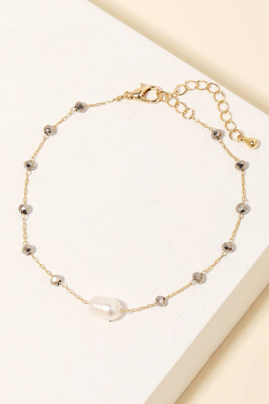 Dainty Chain Pearl Bead Bracelet
