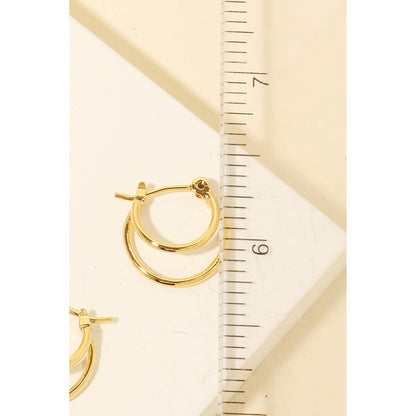 Layered Metallic Latch Hoop Earrings