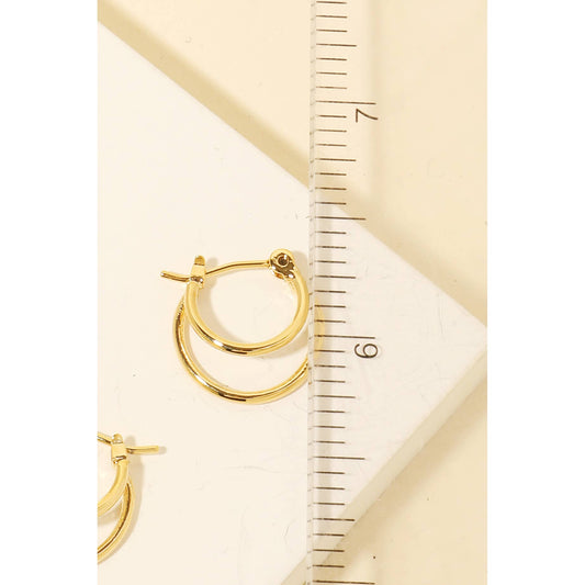 Layered Metallic Latch Hoop Earrings