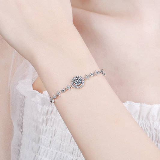 Moissanite Charm Wedding Bracelet in 925 Sterling Silver