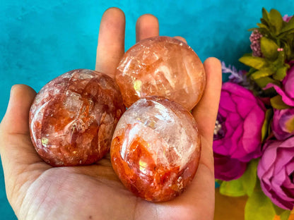 ETHICALLY SOURCED Red Hematoid Quartz /Fire Quartz Palmstone