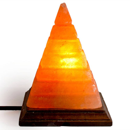 Pyramid w/ Lines Salt Lamp  - 8" avg. - Cord, Bulb, Dimmer