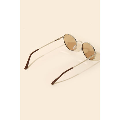 Round Lens Metallic Frame Sunglasses Set