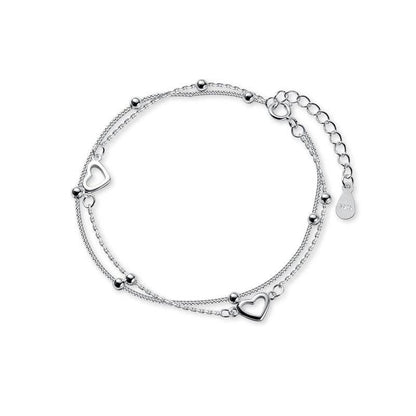 Heart Bead Charm Double Layered Bracelet in Solid Copper