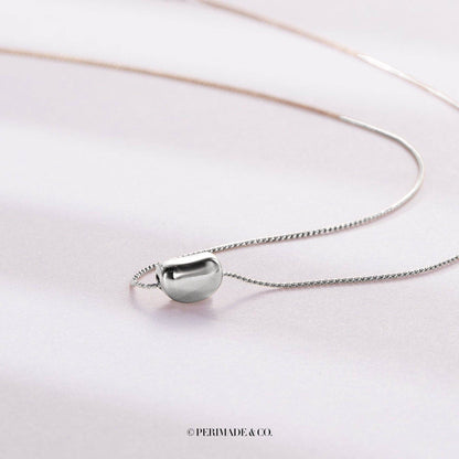 Cute Gold Acacia Bean Necklace in 925 Sterling Silver, Steel