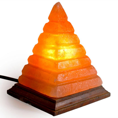 Pyramid w/ Lines Salt Lamp  - 8" avg. - Cord, Bulb, Dimmer