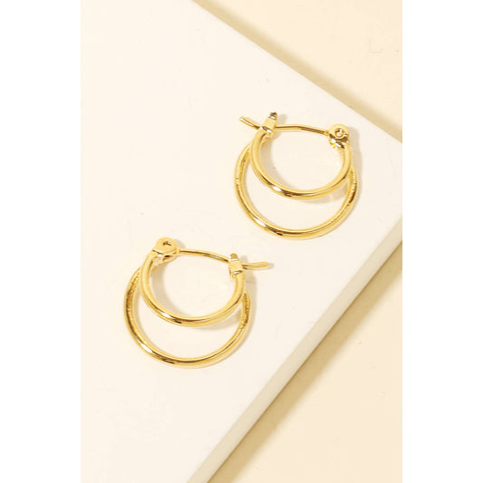 Layered Metallic Latch Hoop Earrings