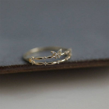 Double Layering Butterfly Ring in 925 Sterling Silver