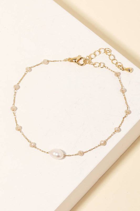 Dainty Chain Pearl Bead Bracelet