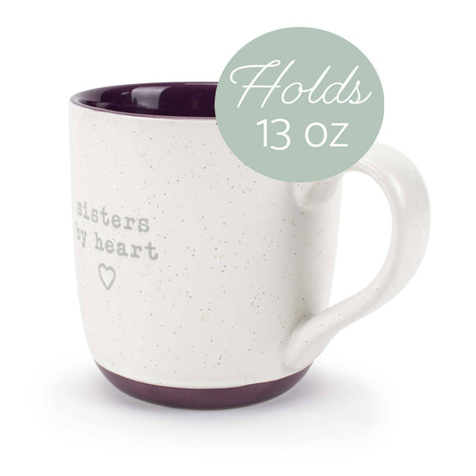 Ceramic Speckled Mug Typewriter-Font Sisters By Heart