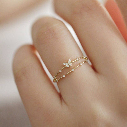 Double Layering Butterfly Ring in 925 Sterling Silver