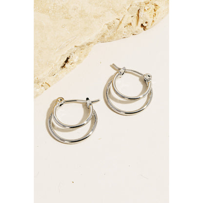 Layered Metallic Latch Hoop Earrings