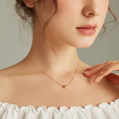 Cute Gold Acacia Bean Necklace in 925 Sterling Silver, Steel