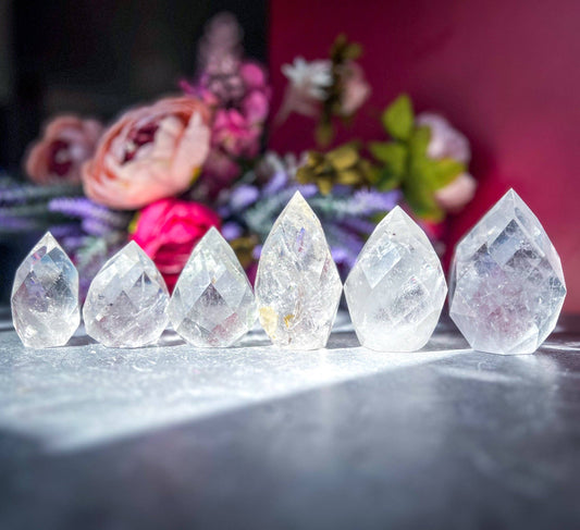 Clear Quartz Faceted Flames, Ethically Sourced Crystals