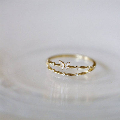 Double Layering Butterfly Ring in 925 Sterling Silver