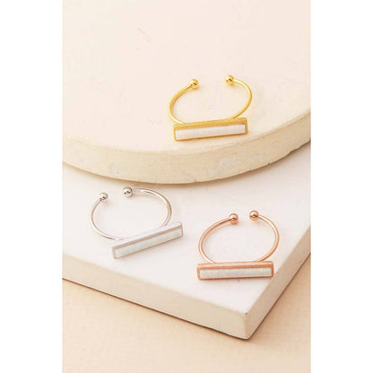Delicate Opal Bar Charm Ring