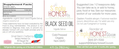 Black Cumin Seed Oil - Small Batch Crafted, Organic