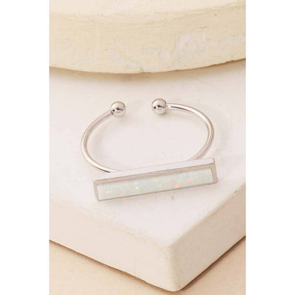 Delicate Opal Bar Charm Ring