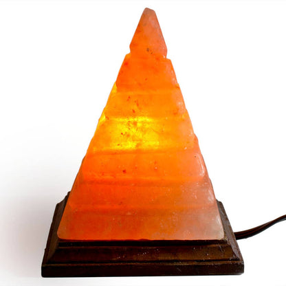 Pyramid w/ Lines Salt Lamp  - 8" avg. - Cord, Bulb, Dimmer