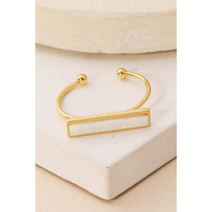 Delicate Opal Bar Charm Ring
