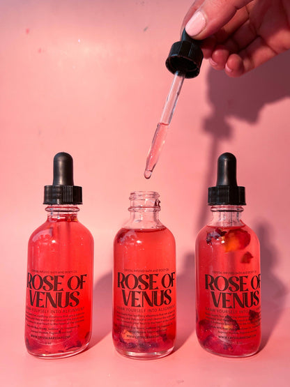Rose Of Venus - 2 oz Bath & Body Oil (Crystal-Infused)