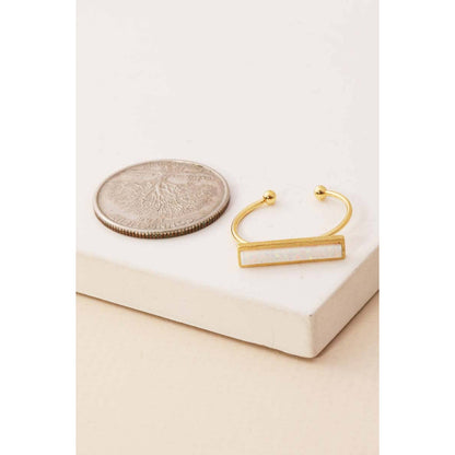 Delicate Opal Bar Charm Ring