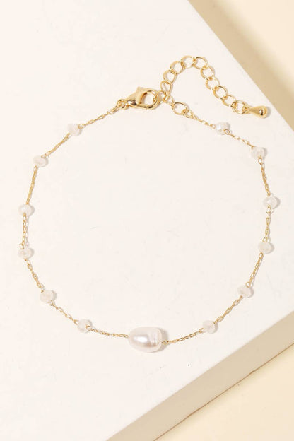 Dainty Chain Pearl Bead Bracelet